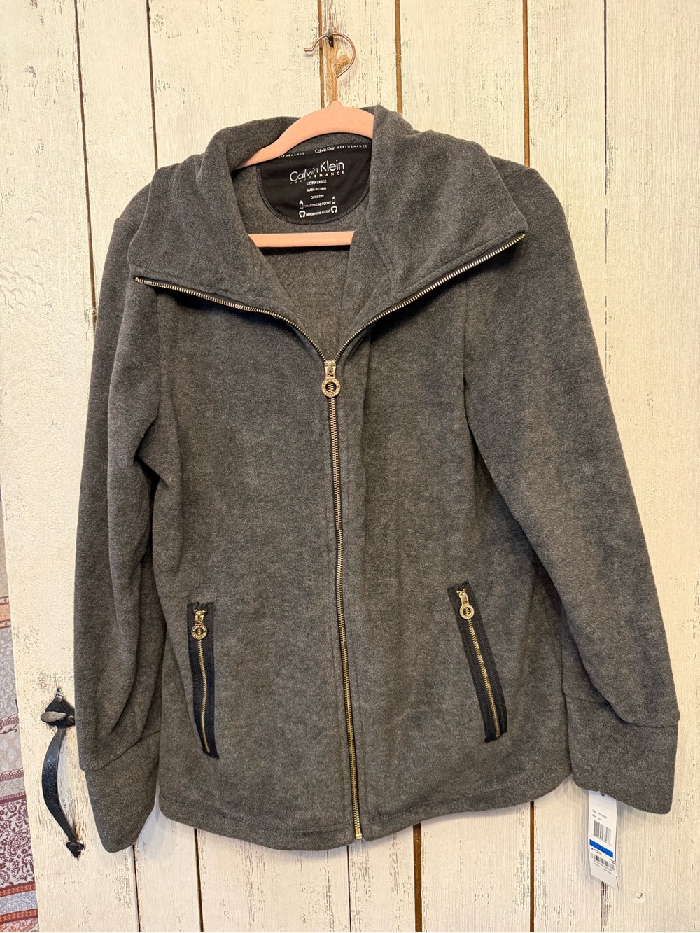 Calvin Klein Women's Dark Gray Zip-Up Bomber Jacket